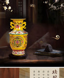 Axyaa Enamel Ceramic Double Ear Vase Home Decor Ornaments