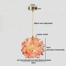 Axyaa Brass Finish Glass LED Pendant Light Fixture for Bedroom & Living Room