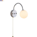 Axyaa Silver Hose Glass Ball Wall Lamp Modern Nordic Bedroom LED Light