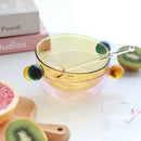 Axyaa Two Tone Glass Bowl with Ball Handles - Solid Color Glass Bowl