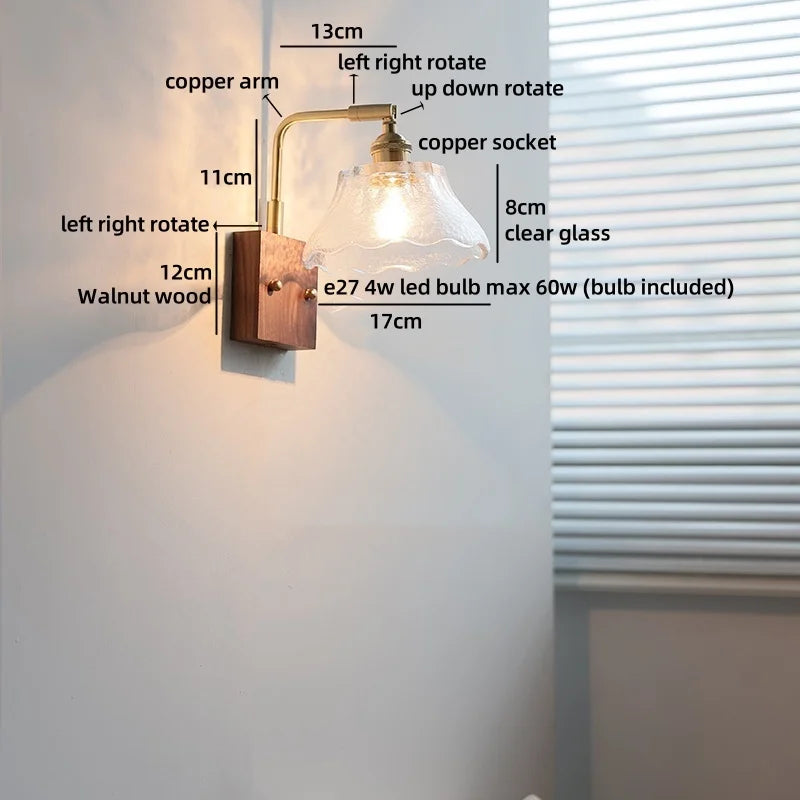 Axyaa Clear Glass LED Wall Light Fixture for Modern Nordic Design