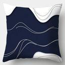Axyaa Abstract Blue & White Geometric Pillow Covers, 17.7" Square, Polyester, Contemporary Home Decor