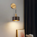 Axyaa Metal Gold Wall Lamp with Wood Lampshade for Parlor and Bedroom Lighting