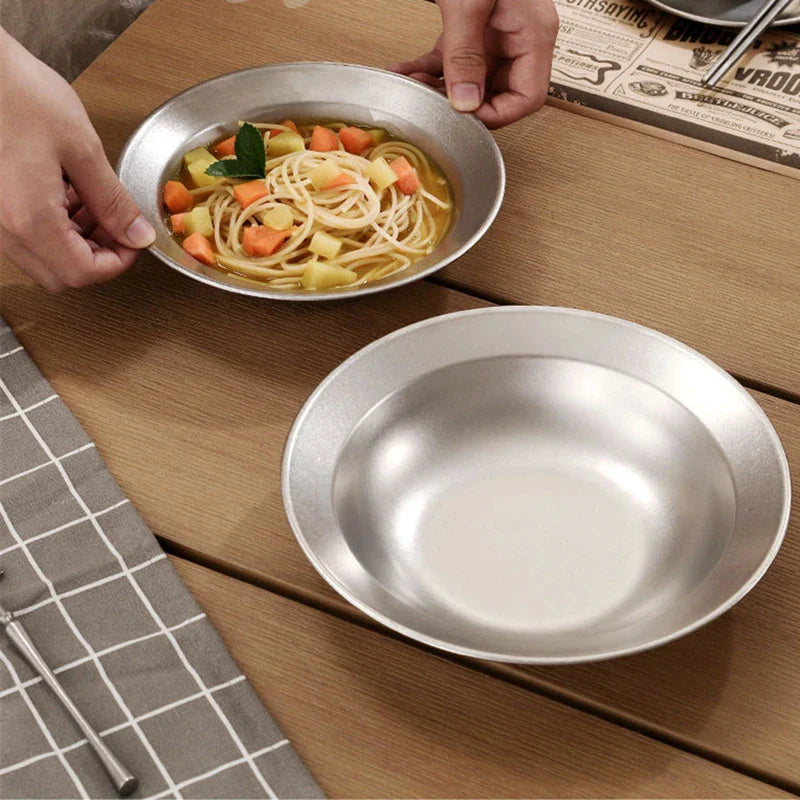 Axyaa Stainless Steel Spaghetti Plate & Fruit Salad Bowl - Kitchen Tools