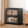 Axyaa Foldable Multi-Layer Storage Box with Double Doors: Organize Drinks, Snacks, Toys, and Daily Items