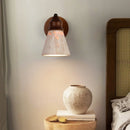 Axyaa Wood Stone LED Wall Sconce, Mid Century Modern Bedroom Lamp