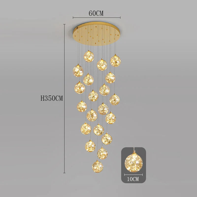 Axyaa Staircase Chandeliers for Living Room LED Pendant Light Lamps