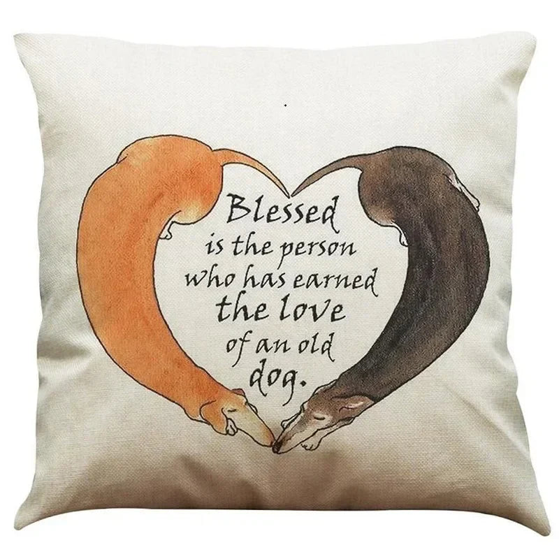 Dachshund Linen Pillowcase 45*45cm by Axyaa: Cozy Decor for Car, Bedroom, Sofa & Kids