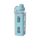 Axyaa Square Plastic Water Bottle with Straw, Leak Proof Sports Cup, 600ML Large Capacity