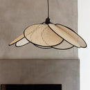 Axyaa Wicker Rattan Pendant Light: Country Style Bamboo Decoration for Dining Room