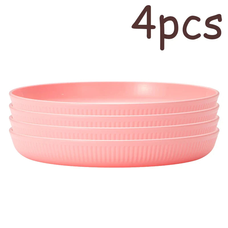 Axyaa 4pcs Reusable Plate Set for Travel, School, Picnic, Camping, Party