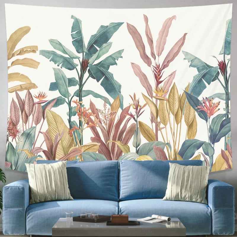 Tropical Banana Tree Tapestry Wall Hanging by Axyaa - Boho Dorm Decor & Hippie Rug