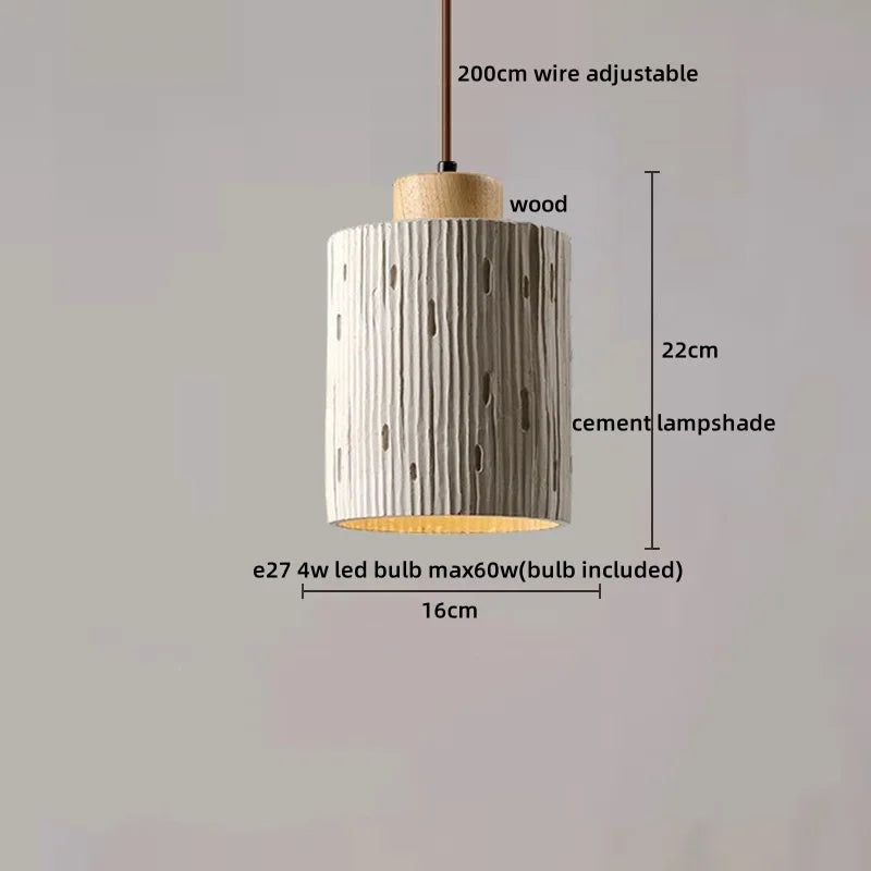 Axyaa LED Pendant Lights Modern Style Cement Wood Hanging Lamp