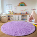 Axyaa Soft Shaggy Round Area Rug for Living Room Kids Bedroom Gray