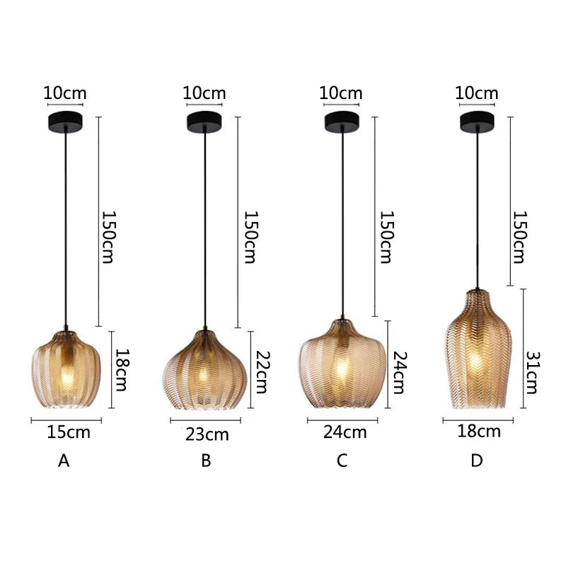 Axya Nordic Amber Glass Pendant Light for Kitchen, Restaurant, Bedroom