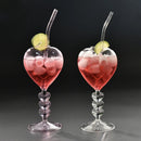 Axyaa Heart Stemmed Glass Cup: Creative Design for Cocktails, Smooth Ripple Straw, Bar Tool