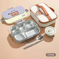 Axyaa Stainless Steel Divided Lunch Box Set - Large Capacity, Microwave Safe