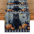 Axyaa Halloween Plaid Pumpkin Cat Spider Table Runner for Home Wedding Party Decor