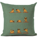 Square Linen Pug French Bulldog Pillow Cover by Axyaa