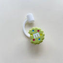 Axyaa Biscuit Straw Toppers for 7-8mm Straws - Kawaii Silicone Cup Accessories