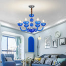 Axyaa Blue Ambience Glass Chandelier for Hotel, KTV & Bedroom