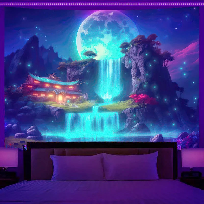 Axyaa Starry Sky Planet City Tapestry Room Decoration