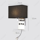 Axyaa LED Fabric Wall Lampshade with USB Charging Port and Dual Switch