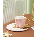 Axyaa European Moon Stars Ceramic Coffee Cup Saucer Office Tea Gift Home Decor