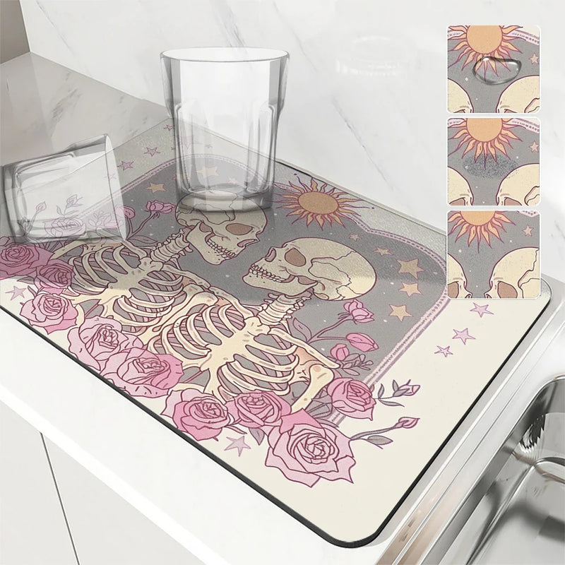 Axyaa Halloween Watercolor Draining Mat - Antiskid & Absorbent