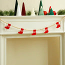 Axyaa Christmas Stocking Felt Garland with Wooden Bead