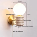 Axyaa Japanese Style LED Wall Lamp Pull Chain Yellow Travertine Glass Mirror Light