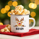 Personalized Deer Christmas Enamel Cups Custom Name Hot Cocoa Sibling Mug Axyaa