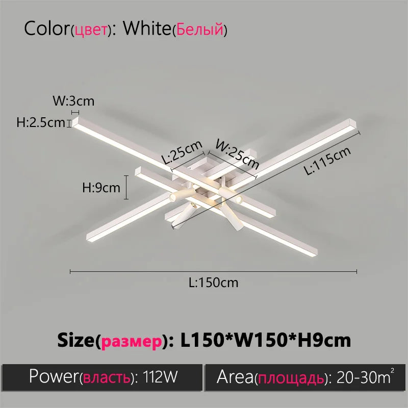 Axyaa Black Chandelier LED Ceiling Lamp Set for Modern Minimalist Style