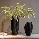 Axyaa Irregular Pleated Ceramic Vase - Home Decor Handicraft Floral Arrangement Accessory
