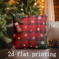 Axyaa Christmas Plaid & Snowflake Pillow Covers for Sofa, Bedroom, Car - Rectangular Back Cushion