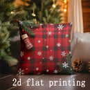 Axyaa Christmas Plaid & Snowflake Pillow Covers for Sofa, Bedroom, Car - Rectangular Back Cushion