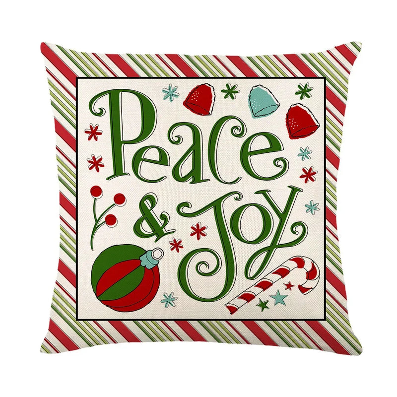 Christmas Decor Pillow Cover 18x18 in Linen Throw - Axyaa Home Decor