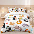Axyaa Cartoon Cat Bedding Set King Size 3-Piece Comforter Cover