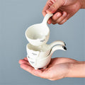 Axyaa Cat-Shaped Coffee Cup Set: Small Milk Cup, Ceramic Saccharin Bowl, 20ml Ingredient Plate
