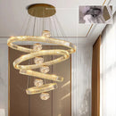 Axyaa Crystal Chandelier Stair Pendant Living Room Lights