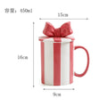 Axyaa Red Stripe Ceramic Coffee Cup with Lid Home Milk Mug