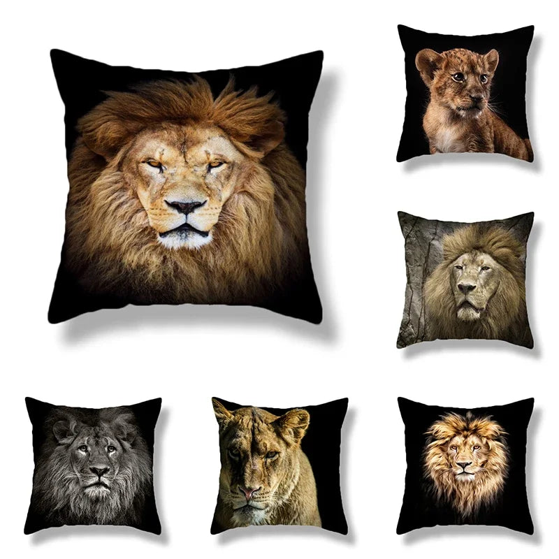 Wild Animal Lion Tiger Cushion Cover - Axyaa Home Decor