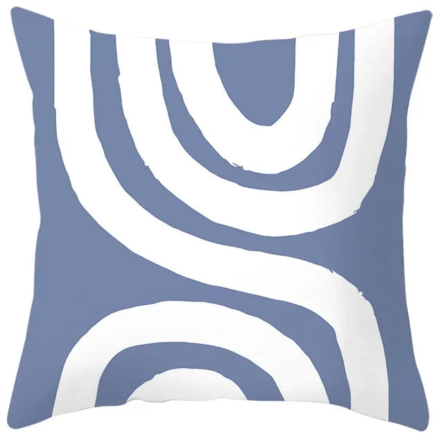 Axyaa Abstract Geometric Pillowcase in Nordic Blue Purple - Peach Skin Fabric
