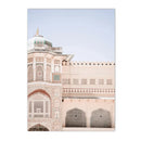 Morocco Architecture Islamic Canvas Art Print with Beige Flower Palm Tree Painting - Axyaa