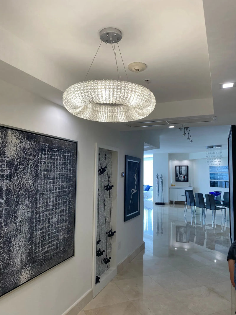 Axyaa Luxury Loft Chandelier: Modern Crystal Pendant Lights for Living Room.
