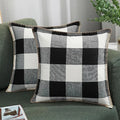 Axyaa Plaid Throw Pillow Covers 16x16in Set of 2 - Luxury Soft Home Decor Cushion Cases