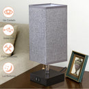 Axyaa Grey Rechargeable Table Lamp with 3 Color Temperatures, Dual USB Ports