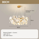 Axyaa Ceramic Chandelier: Elegant Lotus Leaf Design, Creamy Finish, Luxury Lighting for Home & Restaurant
