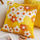 Axyaa Floral Embroidered Pillowcase - Green Yellow Cotton Cushion Cover
