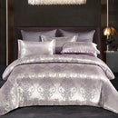 Axyaa Luxury Jacquard Bedding Set - European Style Satin Duvet Cover for Double Bed
